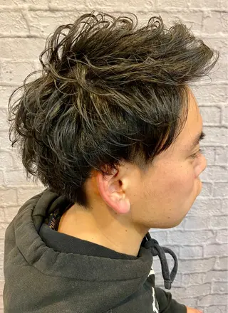 ショート カラー パーマ ヘアアレンジ メンズ 💈メンズ特化 副店長松浦一聖💈のヘアスタイル