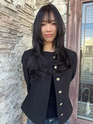 ロング 韓国レイヤー✨/ 透明感カラー💙のヘアスタイル