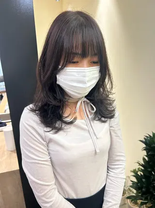 セミロング カラー hub hair レイヤー/透明感のヘアスタイル