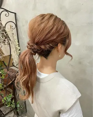 ロング ヘアアレンジ 【ピンク/韓国ヘア/ ヘアセット】亜海のヘアスタイル