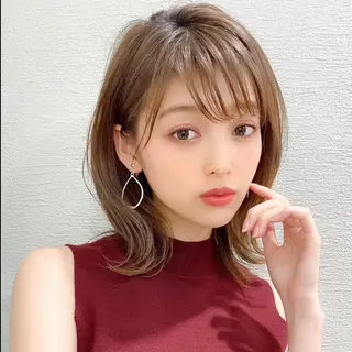 ミディアム カラー パーマ モテ髪×トレンド💕 小顔レイヤー 金井のヘアスタイル