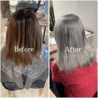 セミロング カラー ムラ修正/ ハイトーン💖Riaのヘアスタイル