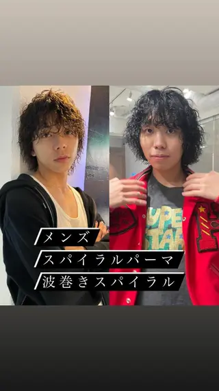 ミディアム パーマ メンズ スパイラルパーマ 🌐hina⭐️のヘアスタイル