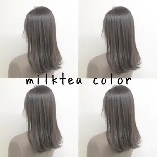 ミディアム カラー レイヤーカット 透明感カラーのヘアスタイル