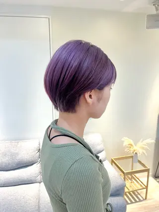 ショート カラー つぼみ/パーマ ／レイヤー／ボブのヘアスタイル