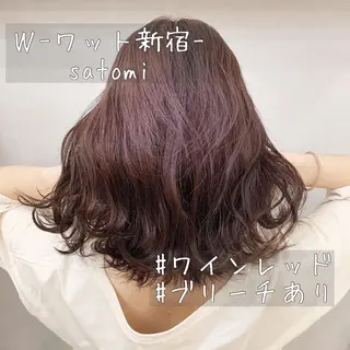 セミロング 淡色ふんわりhair 新宿satomiのヘアスタイル
