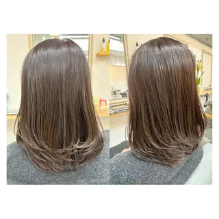 セミロング レイヤーカット・ 縮毛矯正 星野のヘアスタイル