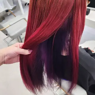 ロング カラー 推しアニメカラー🌈 ツヤ透明感カラー🦄のヘアスタイル