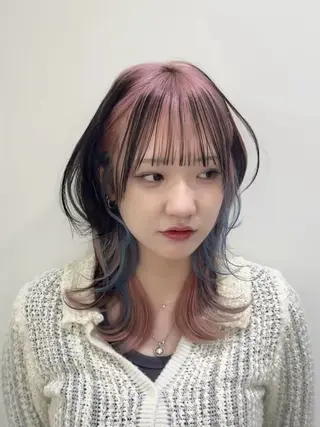 ロング カラー llwy名古屋栄所属・RYUKI/デザイ ンカラー/ブリーチのヘアスタイル