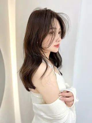 セミロング カラー 柔らかブラウン/顔周 りレイヤー♡ユウシのヘアスタイル