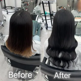 ロング カラー ヘアアレンジ メンズ シールエクステ🎀 羽エクステ🌙しぇるのヘアスタイル