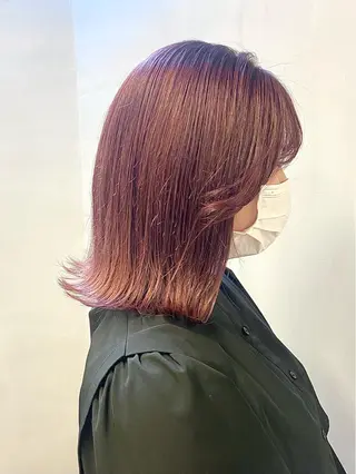 ミディアム カラー ハル🌸柔色/ ブリーチなし/艶髪のヘアスタイル