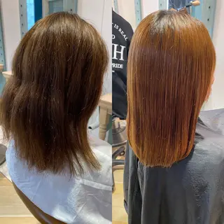 セミロング 髪質改善　縮毛の達人 矢井由真のヘアスタイル