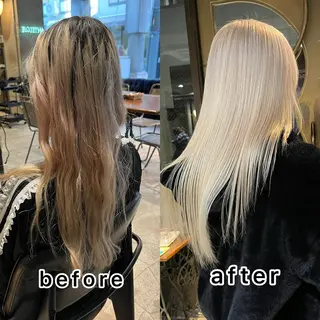 ロング カラー ヘアアレンジ ハイトーン/美髪矯正 🍃大江拓実のヘアスタイル
