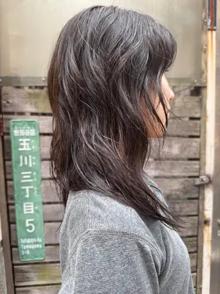 ミディアム パーマ kos所属・西室隆義 二子玉川/艶カラーのヘアスタイル