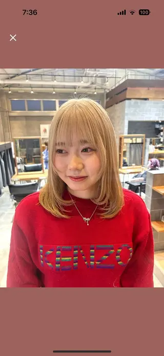 ミディアム ☘️かわいいハイトー ン☘️nonokaのヘアスタイル