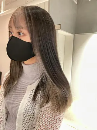 ミディアム 美髪矯正/艶カラー ボブ/栄/鐘ヶ江純也のヘアスタイル