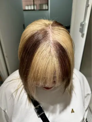 ミディアム カラー naito/ブリーチ /エクステ/縮毛のヘアスタイル