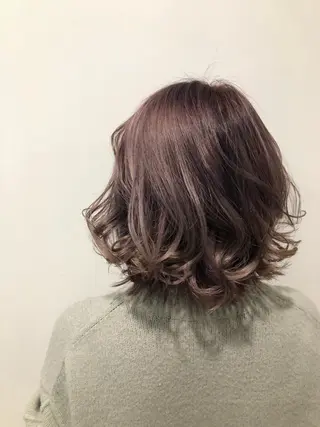 ミディアム カラー パーマ レイヤー×髪質改善 ×透明感/杉田 圭のヘアスタイル