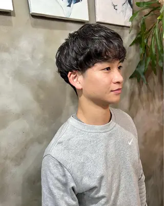 ショート パーマ メンズ 木村陸弥 似合わせ 透明感カラー🌿のヘアスタイル