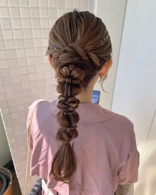 セミロング ヘアアレンジ 艶カラー/縮毛矯正/ ケア/アレンジ/桜悠のヘアスタイル