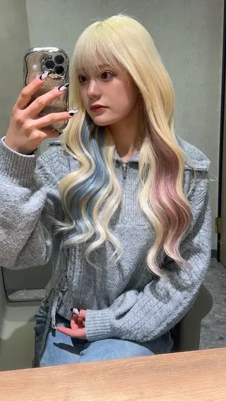 ロング カラー PELE 渋谷所属・渋谷ハイトーン/ エクステ/さきののヘアスタイル