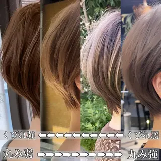 ショート カラー laff 新宿所属・切りっぱなしボブ レイヤー/縮毛矯正のヘアスタイル