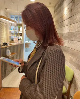 ミディアム カラー レイヤー/ボブ/ 顔周り/yukinaのヘアスタイル