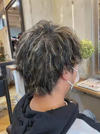 ミディアム カラー パーマ メンズ エクステ指名No.1 【店長】橘田のヘアスタイル