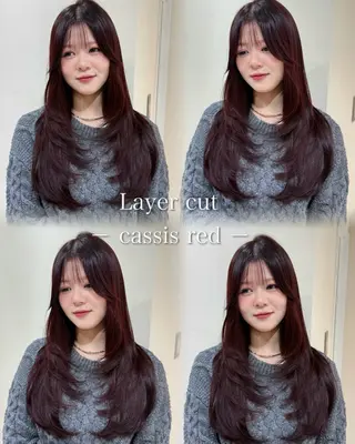 ロング カラー 似合わせレイヤーカッ ト🩶瀧本美咲のヘアスタイル