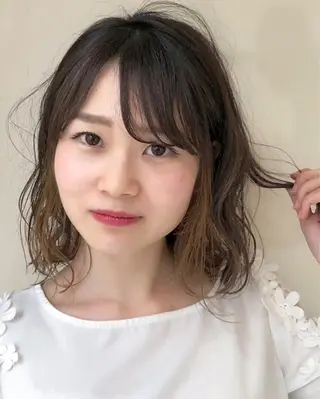 ミディアム 艶髪カラー✨ デジタルパーマ✨植松のヘアスタイル