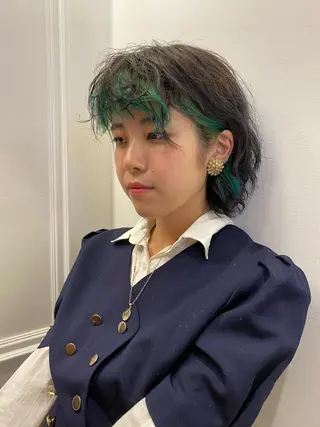 ミディアム カラー パーマ 似合わせカット /パーマ岡本淳平のヘアスタイル