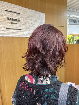 ミディアム カラー パーマ ボブ/ミディアム 親しみやすさ/さくらのヘアスタイル