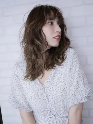 ミディアム カラー パーマ ヘアアレンジ メンズ キッズ ネイル マツエク・マツパ premier modelsのヘアスタイル