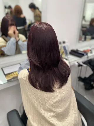 セミロング カラー トレンド暖色ヘア🍒 miu🍒のヘアスタイル