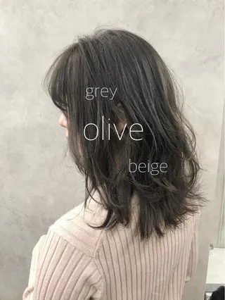 ミディアム カラー 柔らかbeige モトキのヘアスタイル
