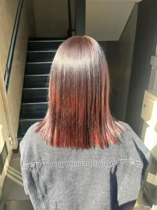 ミディアム カラー 艶髪/ハイトーン/ ヘアセット/モエノのヘアスタイル