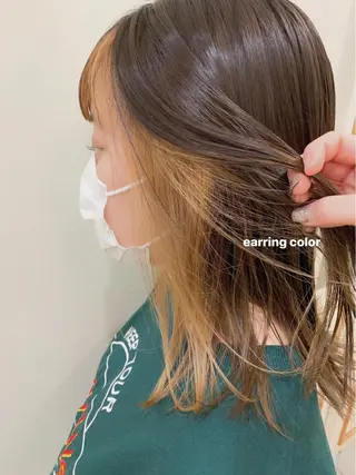 セミロング カラー 顔周りレイヤー 🎀マリノのヘアスタイル