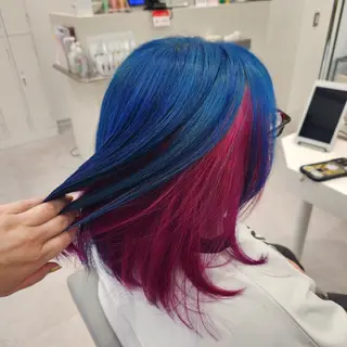 ミディアム カラー 推しアニメカラー🌈 ツヤ透明感カラー🦄のヘアスタイル