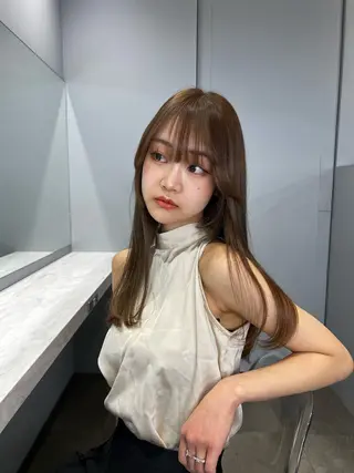 セミロング カラー 柔らかブラウン/顔周 りレイヤー♡ユウシのヘアスタイル