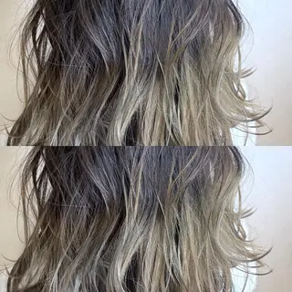 ロング カラー 韓国レイヤーカット/ ダブルカラーのヘアスタイル