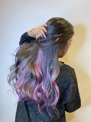 ロング カラー シールエクステ⭐️ オオミタクヤのヘアスタイル