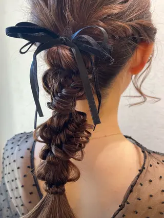 セミロング ヘアアレンジ charm《銀座》 ヘアセット/縮毛矯正のヘアスタイル