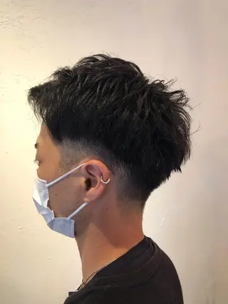 ショート カラー パーマ ⚡️メンズ/波巻き/ 片岡篤宣/水戸⚡️のヘアスタイル