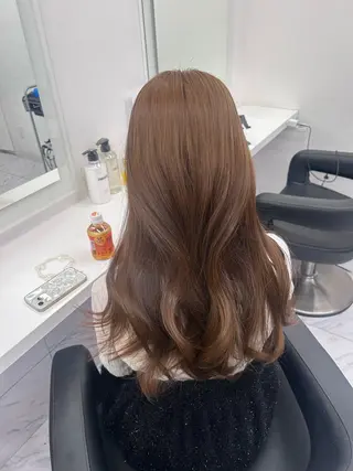 ロング カラー パーマ ヘアアレンジ メンズ キッズ ブリーチなしカラー/ ブラウン/レイヤーのヘアスタイル