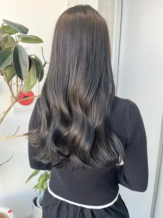 セミロング カラー パーマ ヘアアレンジ 透明感/オリーブ/ グレージュ/YUKAのヘアスタイル