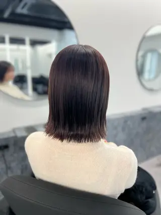 ショート eco/堀江/ 艶カラー/縮毛矯正のヘアスタイル