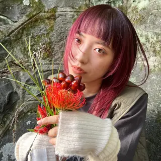 ミディアム カラー ヘアアレンジ Noele hair atelier(ノエルヘアアトリエ)所属・北上ゆい/個性派/ ナチュラルアレンジのヘアスタイル