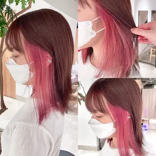 セミロング カラー 渋谷:インナーカラー ／🍒エリカ🍒のヘアスタイル