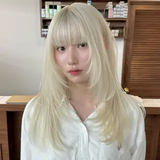 ロング カラー ブリーチ/ハイトーン ダブルカラー/川上のヘアスタイル